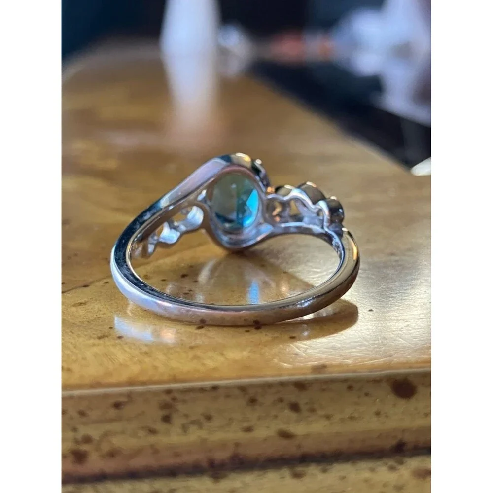 Natural London Blue Topaz Sterling Silver Ring Size 10